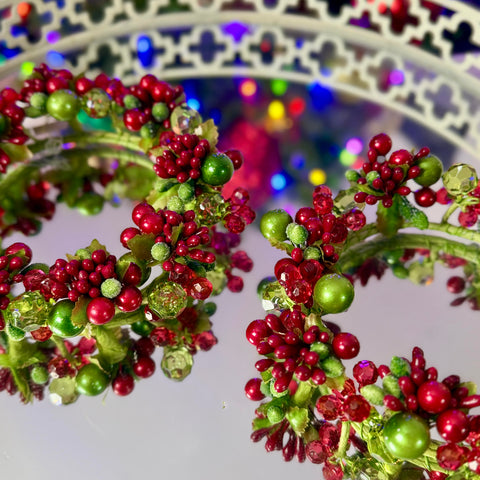 Set of 2 Red Berry Jewel Candle Rings for Just Jill