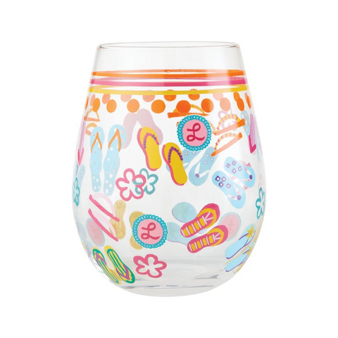 Lolita Set of 2 Stemless Flip Flop Wine Glasses