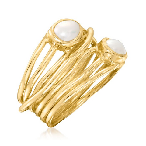 Ross-Simons 5x7mm Cultured Semi-Baroque Pearl Highway Ring