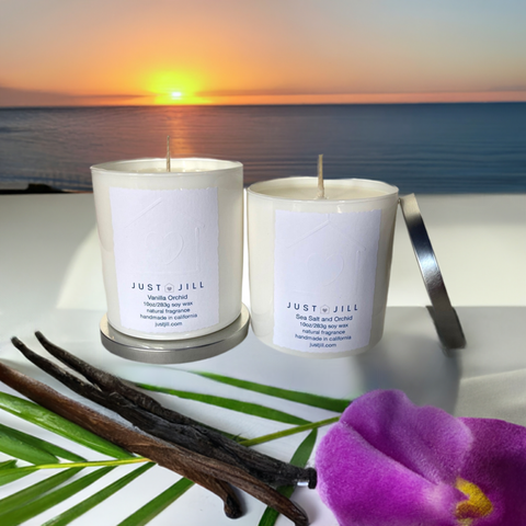 Just Jill Scented Candles-Sea Salt and Orchid and Vanilla Orchid (2 pack)