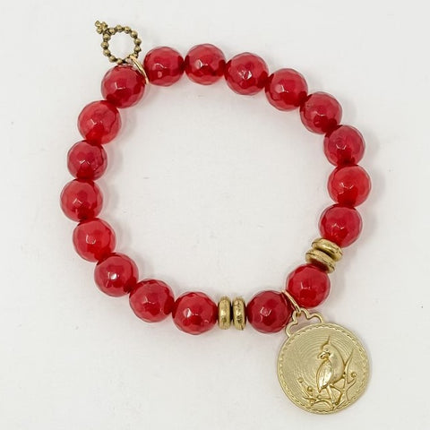Powerbeads by jen Petites Cardinal on Faceted Red Jade Bracelet