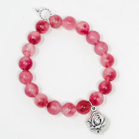 PowerBeads by jen Petites Strawberry Agate w/ Rose Charm