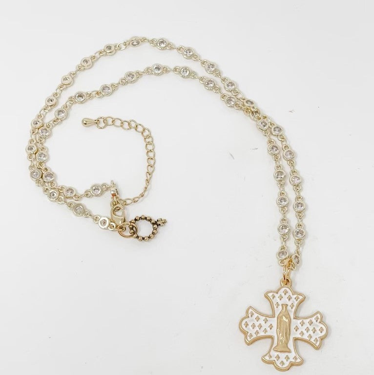 PowerBeads by jen Blessed Mother Cross Necklace