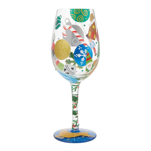 Lolita Christmas Holiday Hand Painted Wine Glasses