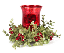 Load image into Gallery viewer, Set of 2 Small Mistletoe Glass/Floral Tea Light Set for Just Jill

