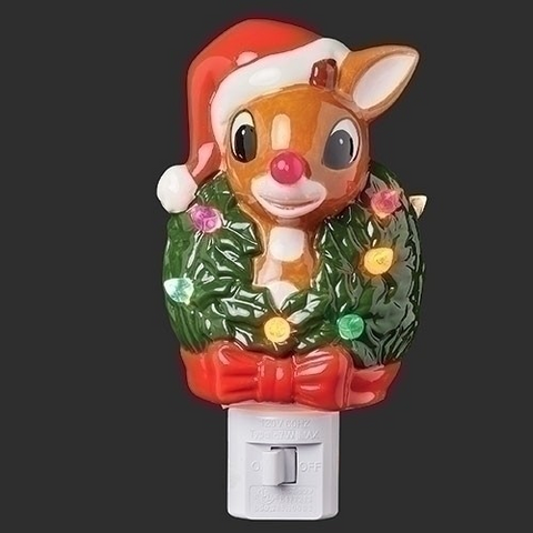 Rudolph Nightlight with Wreath for Just Jill-SHIPS 10/1