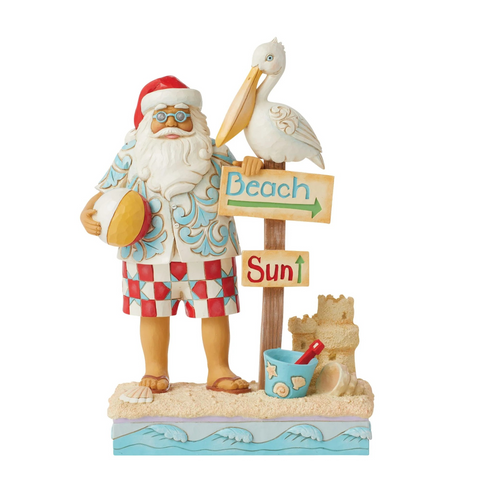 Jim Shore Coastal Santa with Sign and Pelican