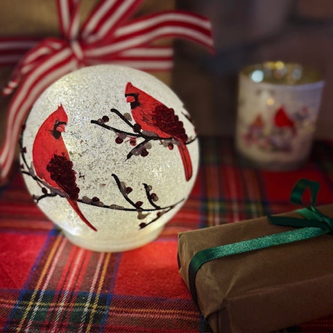 Cardinal/Berry 5" LED Snow Globe for Just Jill