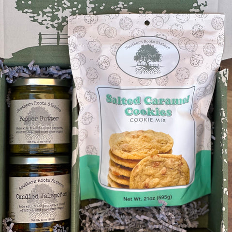 Southern Roots Sisters Pepper Butter and Candied Jalapenos with Salted Caramel Cookie Mix