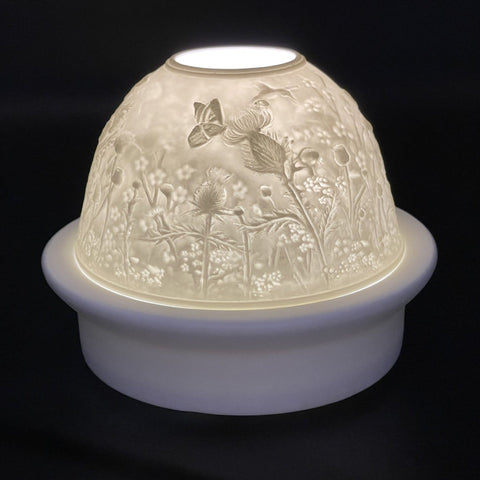 Luumii Lights Flower Motif Porcelain Dome w/ LED Base