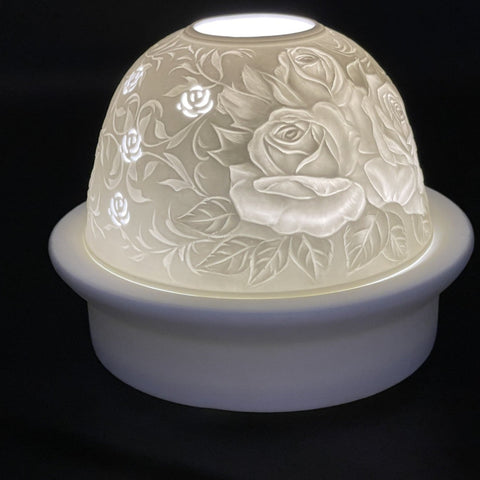 Luumii Lights Porcelain Dome Rose w/ Cutout Design w/ LED Base