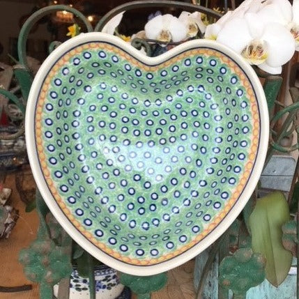 Polish Pottery Heart Shape Dish