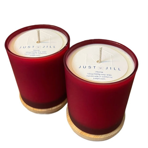 Just Jill Set of 2 Limited-Edition Red Frosted Glass Candles