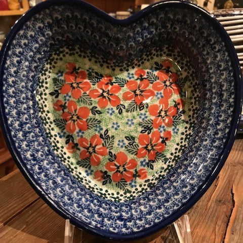 Polish Pottery Signature Heart Shape Dish