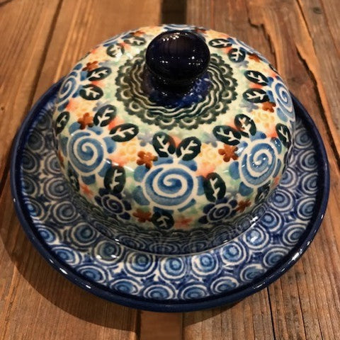 Polish Pottery Signature Round Butter/Cheese Dish