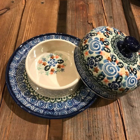 Polish Pottery Signature Round Butter/Cheese Dish