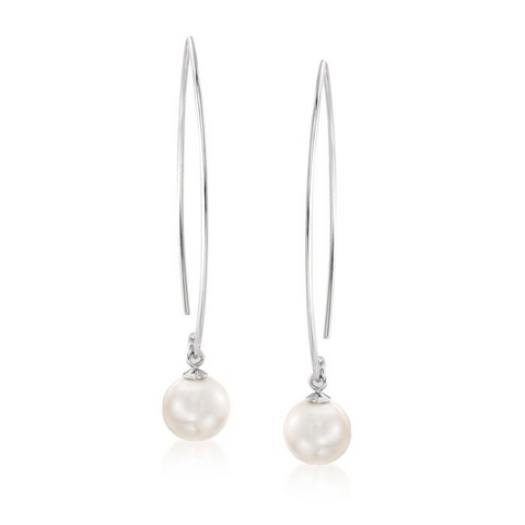 Ross-Simons Sterling Silver Shell Pearl Drop Earrings