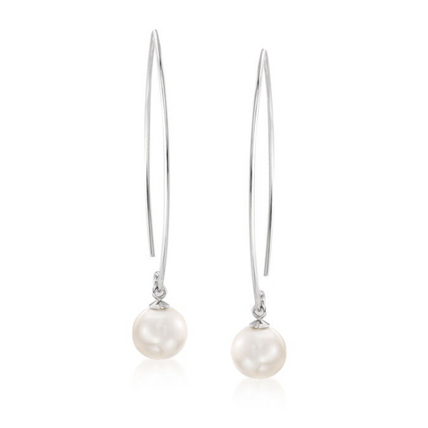 Ross-Simons Sterling Silver 8-8.5mm Shell Pearl Drop Earrings