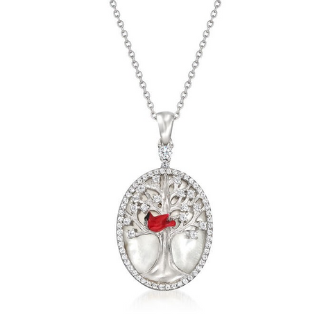 Ross-Simons Mother of Pearl & .50 ct. tw. White Topaz Cardinal Pendant Necklace