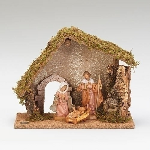 Nativity Scene w/ 3 Figures and Stable