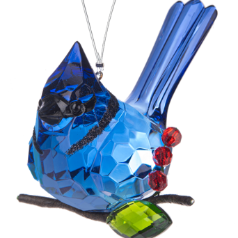 Elegant Berry Blue Jay Set of 2 Ornaments for Just Jill