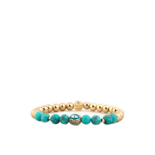 Load image into Gallery viewer, Marlyn Schiff Pave Evil Eye Turquoise Beaded Bracelet
