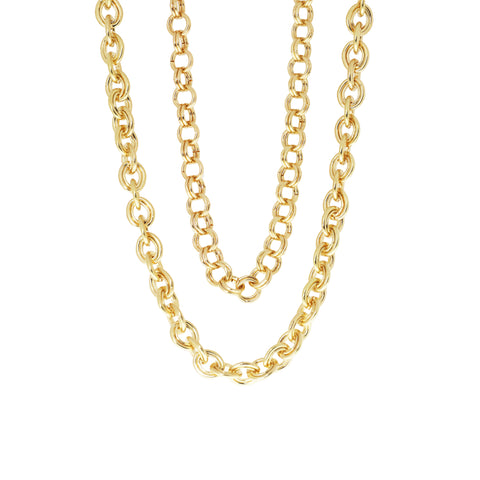 Marlyn Schiff Double Layered Circle Link Toggle Goldtone Necklace