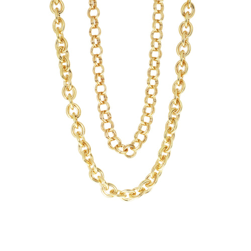 Marlyn Schiff Double Layered Circle Link Toggle Goldtone Necklace