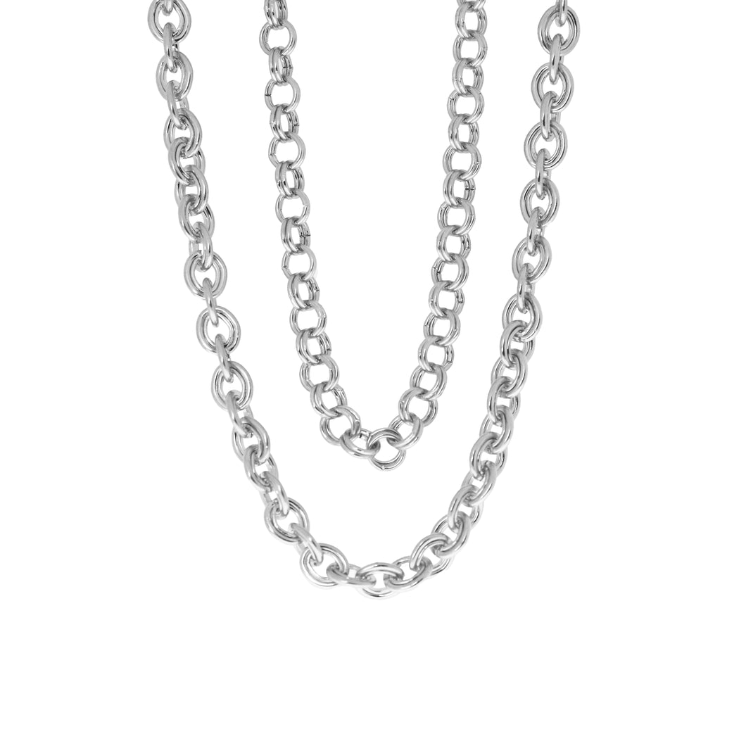 Marlyn Schiff Double Layered Circle Link Toggle Silvertone Necklace