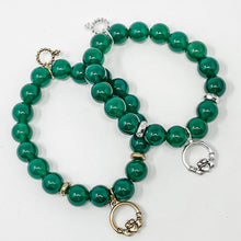 Load image into Gallery viewer, PowerBeads by jen Petites Green Jade Bracelet with Claddagh Charm
