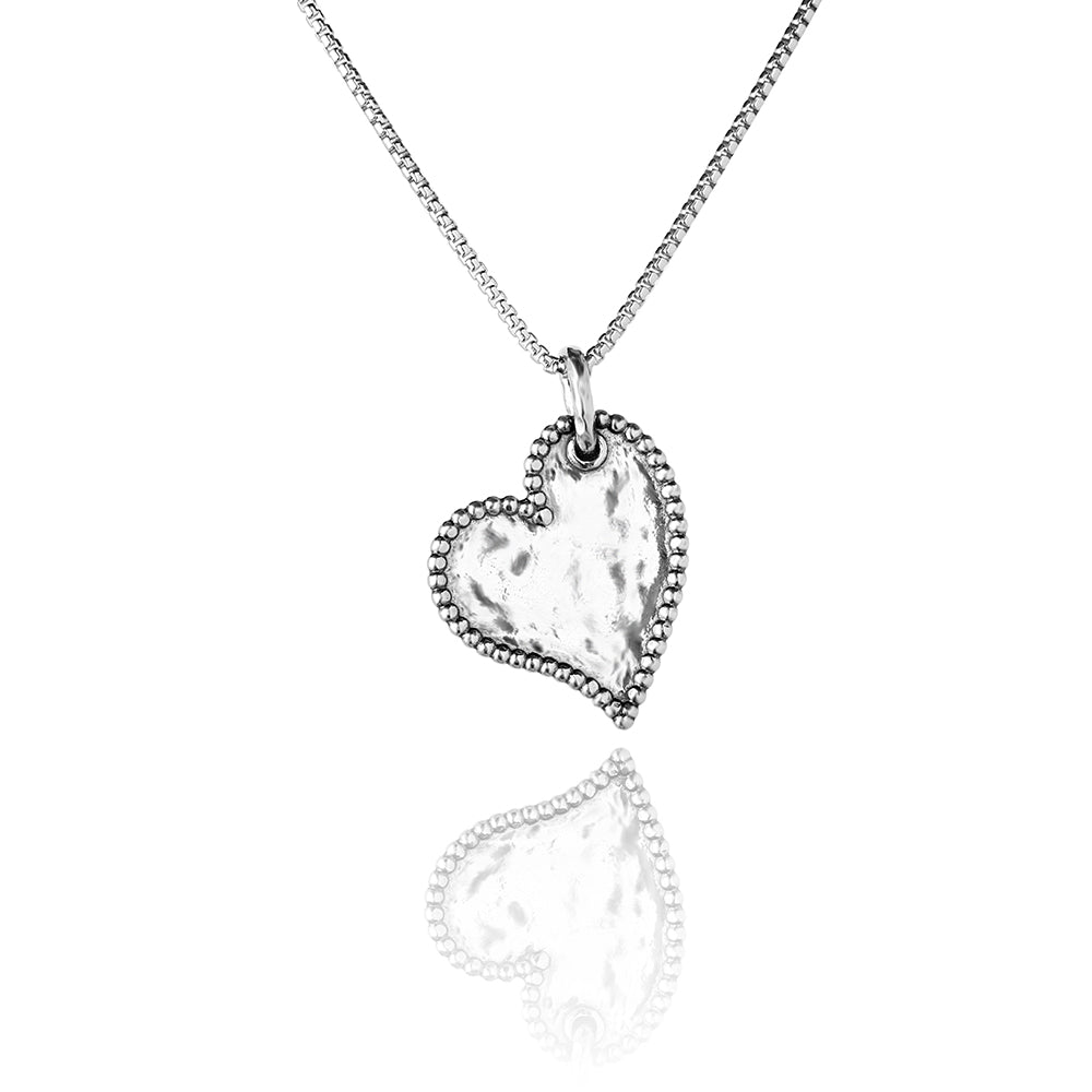 Danny Newfeld Sterling Silver Oxidized Heart Necklace