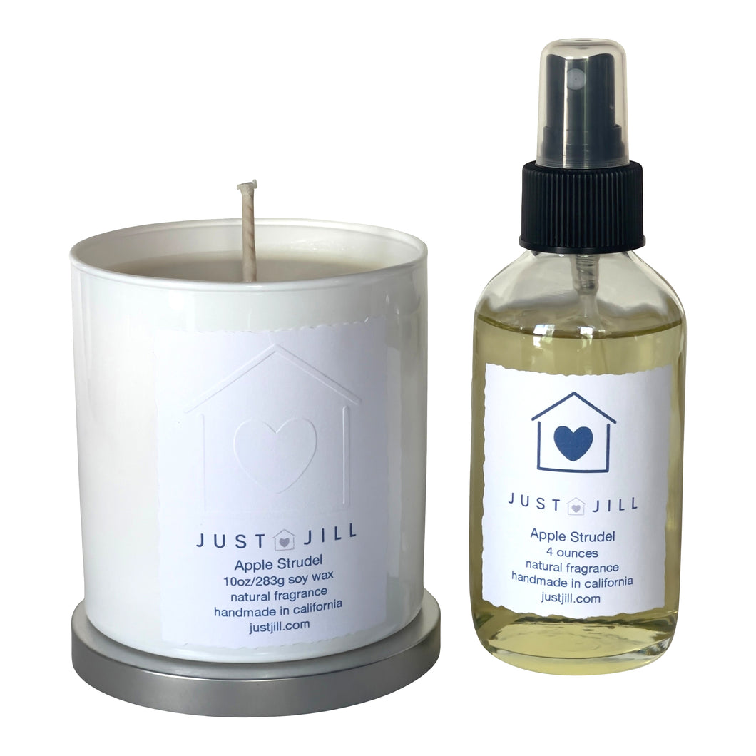 Just Jill Apple Strudel Scented Candle and Room Spray Duo