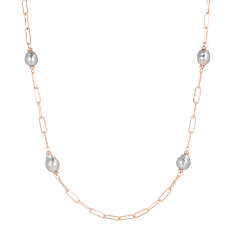 Louis Dell'Olio "Perla Moderna" Bronze Ming Pearl Station Necklace