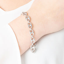 Load image into Gallery viewer, Italian Sterling Silver Marine Link Bracelet on a hand
