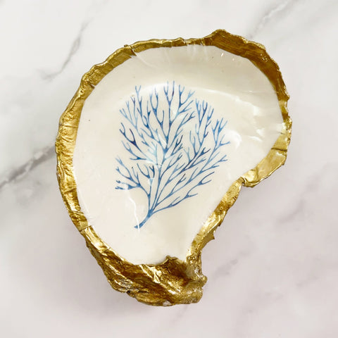 Grit and Grace Gilded Seascape Collection Oyster Shell Dishes