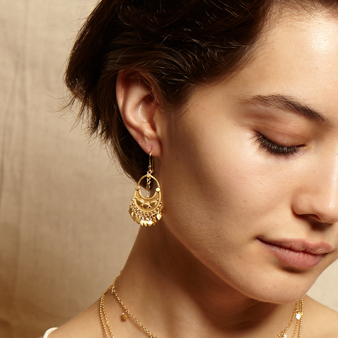 Satya Gold Veils - Petal Chandelier Earrings