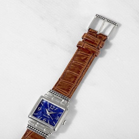 Close Up of Ecclissi "Santa Fe" Sodalite Dial Sterling Leather Strap Watch