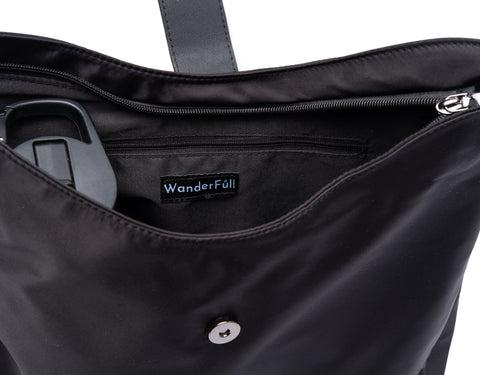 WanderFull Black HydroHobo Bag with Gunmetal Accents