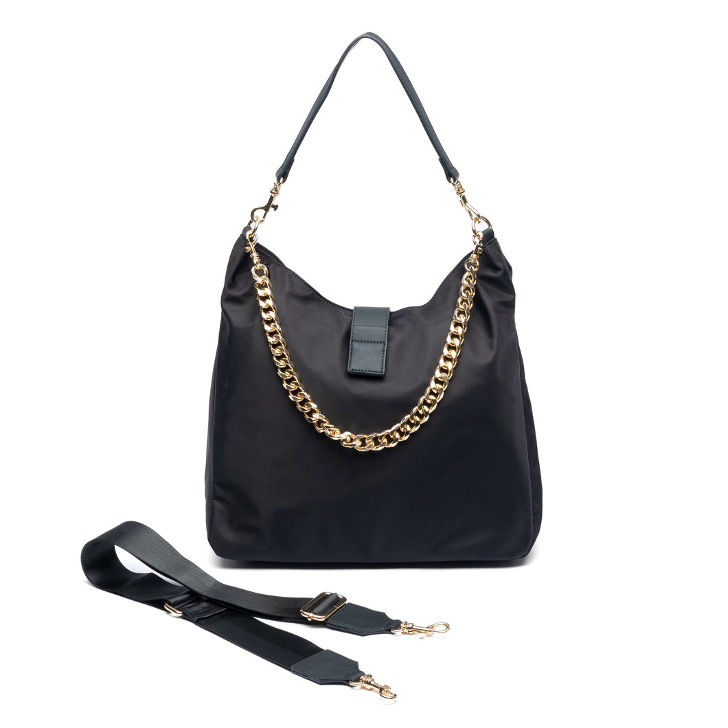 WanderFull Black HydroHobo Bag with Goldtone Accents