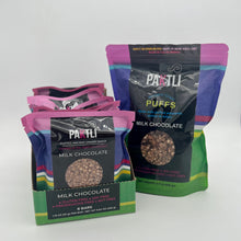 Load image into Gallery viewer, PAKTLI Puffed Ancient Grain Milk Chocolate Snack Cakes  and Puffs
