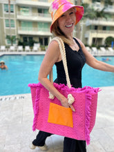 Load image into Gallery viewer, Sprigs TerryCloth  Fringe Tote w/ Wrislet
