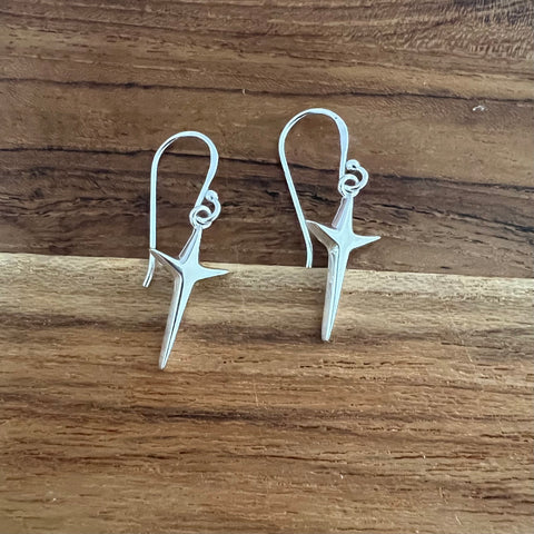Steven Lavaggi Sterling Silver Petite Uplifting Cross Earrings
