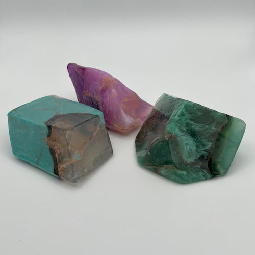 Jill's Favorites Soap Rocks Set of 3 Turquoise, Jade, and Amethyst