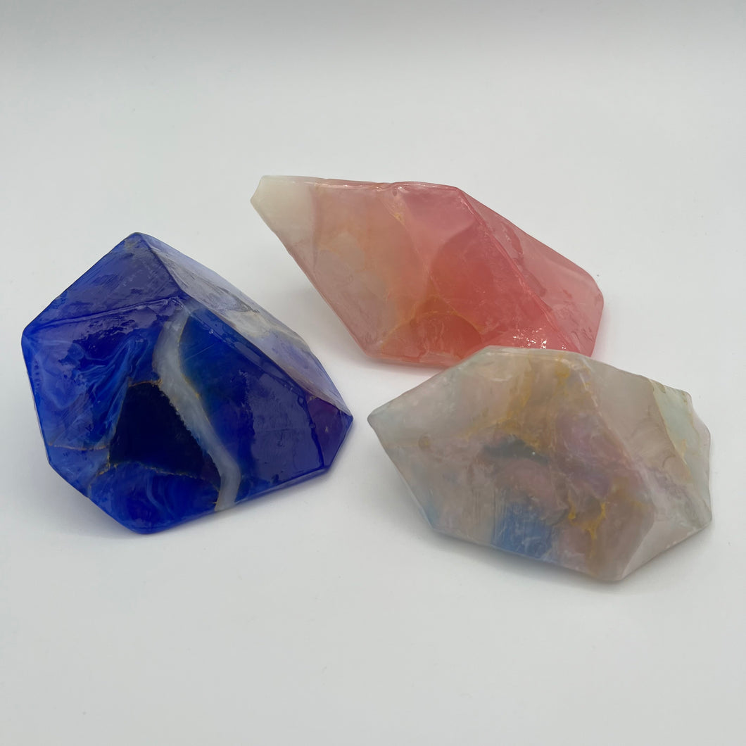 Soap Rocks Set of 3 Lapis, Rose Quartz and White Opal