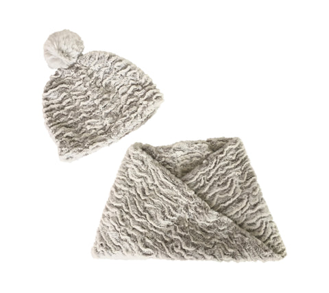 Sprigs Textured Beanie and Cowl Neck Scarf