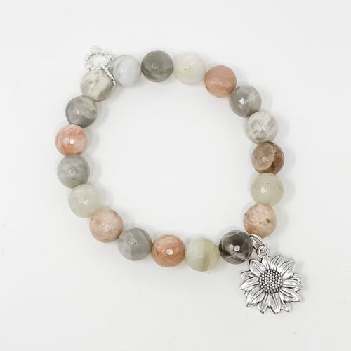 PowerBeads by jen Petites Shades of Moonstone Bracelet with Sunflower