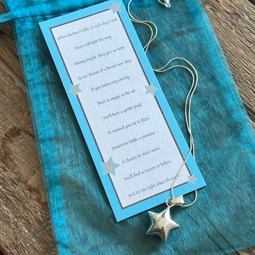 Sterling Silver Jingle Star Pendant and an inspirational poem