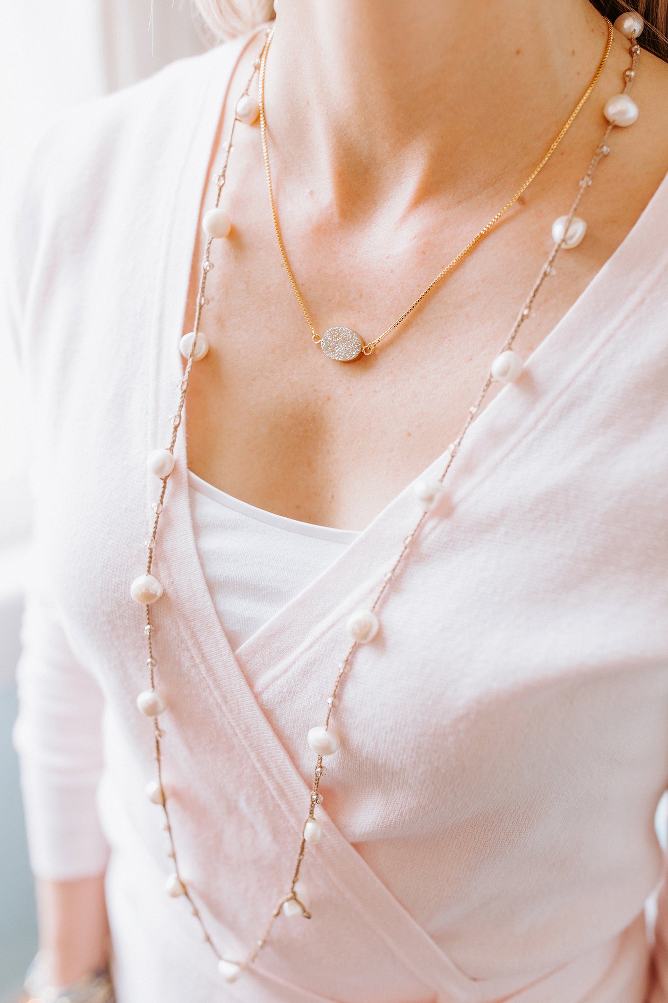 Pearl store grit necklace