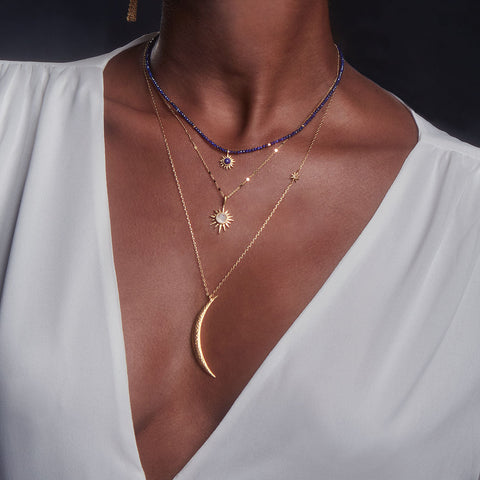 Satya Adjustable Illuminated Path Gold Moon Necklace