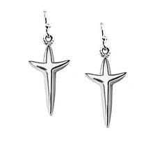 Load image into Gallery viewer, Steven Lavaggi Sterling Silver Petite Uplifting Cross Earrings
